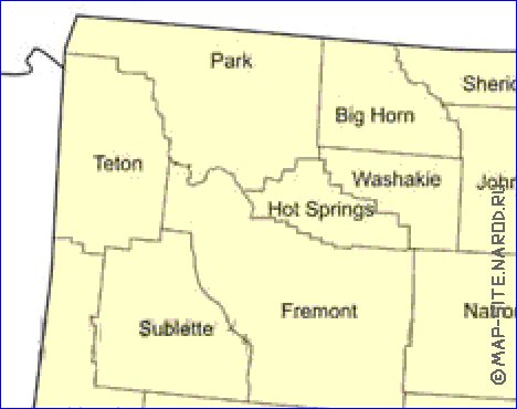 Administratives carte de Wyoming