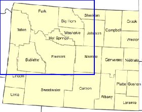 Administrativa mapa de Wyoming
