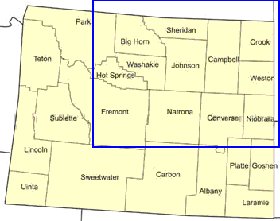 Administrativa mapa de Wyoming