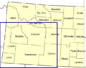 Administrativa mapa de Wyoming