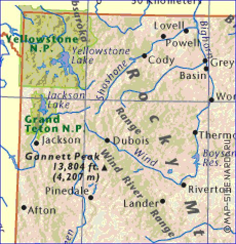 mapa de Wyoming