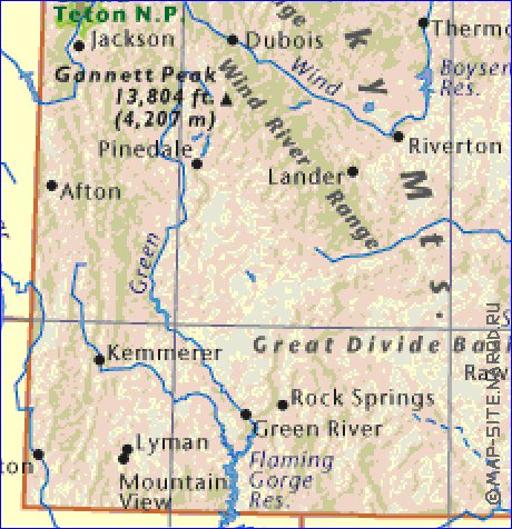 mapa de Wyoming