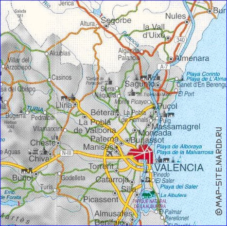 carte de  la province Province de Valence