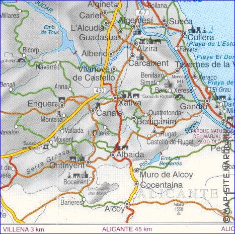 mapa de  provincia Provincia de Valencia