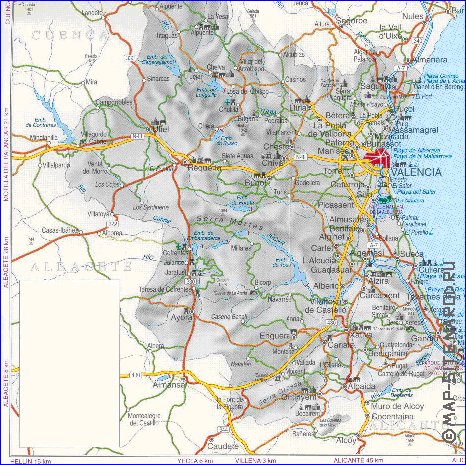 mapa de  provincia Provincia de Valencia