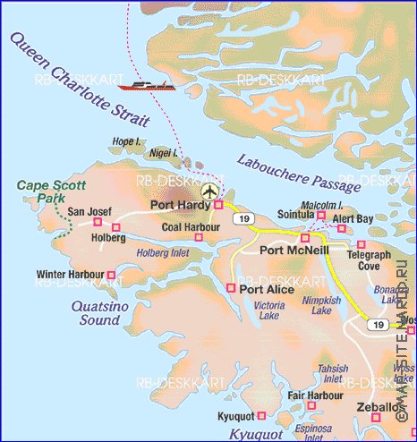 carte de  ile Ile de Vancouver