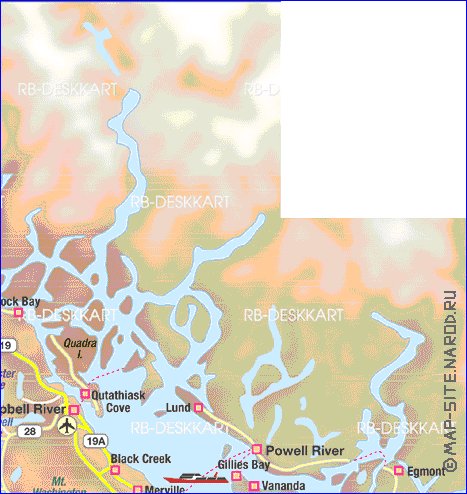 mapa de  ilha Ilha Vancouver