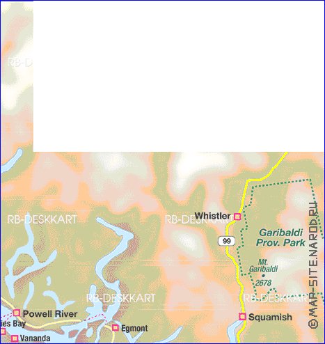 mapa de  ilha Ilha Vancouver