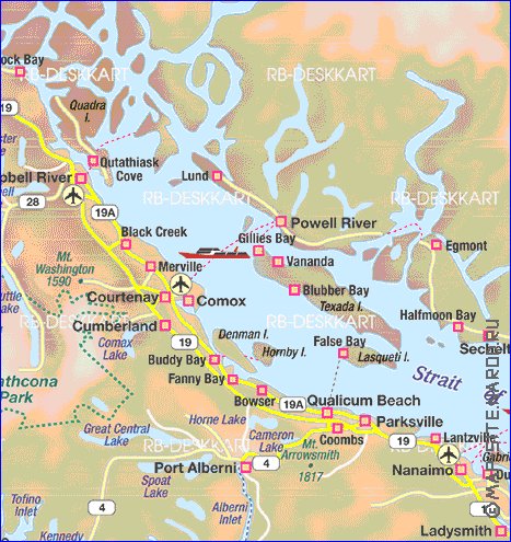 mapa de  ilha Ilha Vancouver