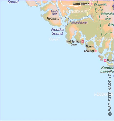 mapa de  ilha Ilha Vancouver