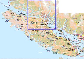 mapa de  ilha Ilha Vancouver