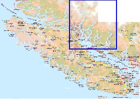 mapa de  ilha Ilha Vancouver