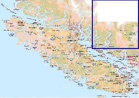 mapa de  ilha Ilha Vancouver