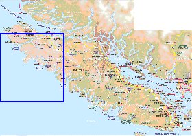 mapa de  ilha Ilha Vancouver