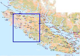 mapa de  ilha Ilha Vancouver