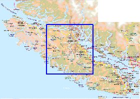 mapa de  ilha Ilha Vancouver