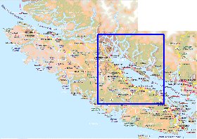 mapa de  ilha Ilha Vancouver