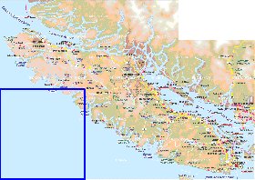 mapa de  ilha Ilha Vancouver