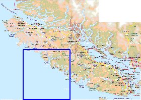 mapa de  ilha Ilha Vancouver