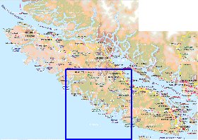 mapa de  ilha Ilha Vancouver