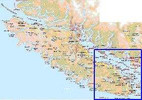 mapa de  ilha Ilha Vancouver