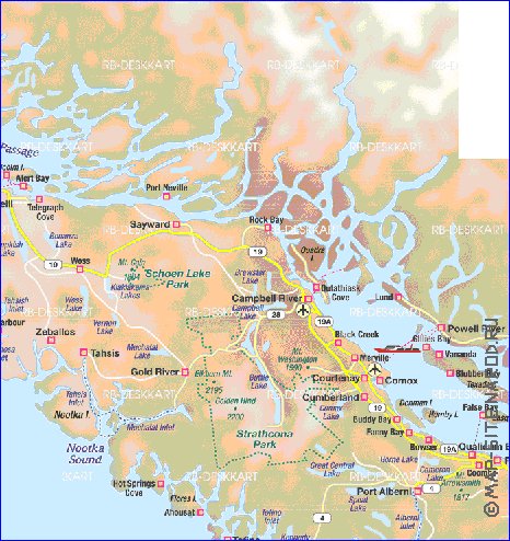 carte de  ile Ile de Vancouver