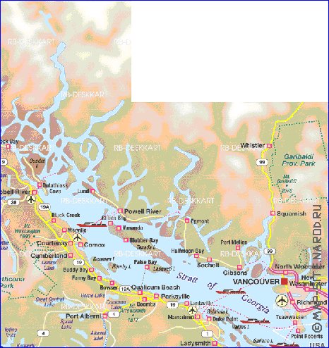 mapa de  ilha Ilha Vancouver