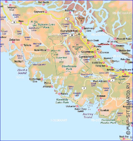 mapa de  ilha Ilha Vancouver