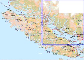 mapa de  ilha Ilha Vancouver