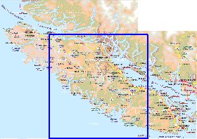 mapa de  ilha Ilha Vancouver