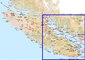 mapa de  ilha Ilha Vancouver