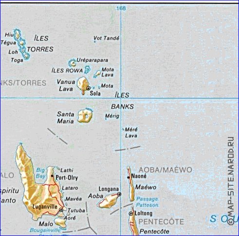 Administratives carte de Vanuatu