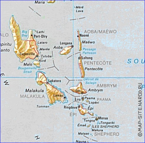 Administratives carte de Vanuatu