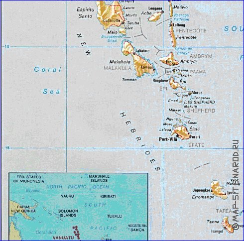 Administrativa mapa de Vanuatu