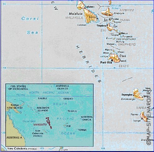 Administrativa mapa de Vanuatu