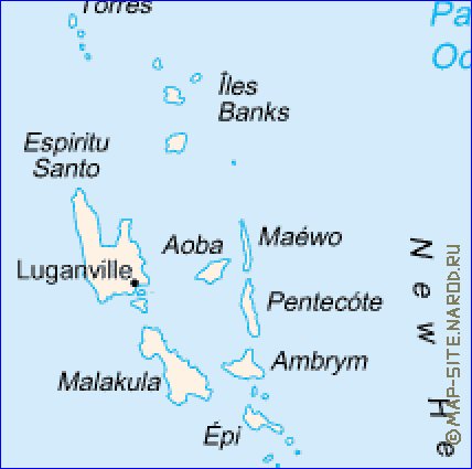 carte de Vanuatu en anglais