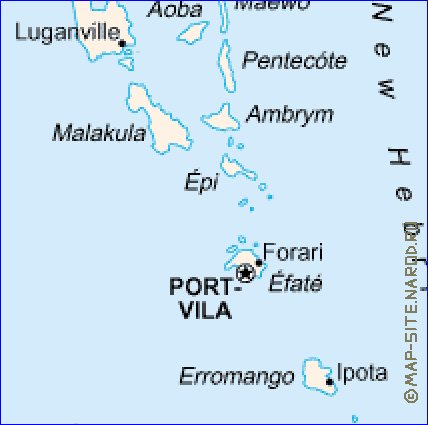 carte de Vanuatu en anglais