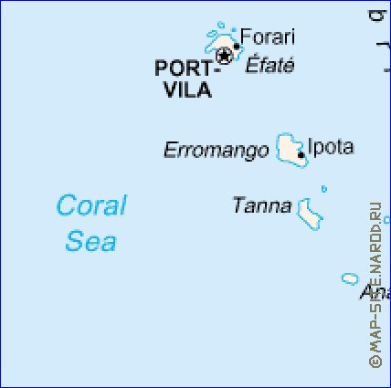 carte de Vanuatu en anglais