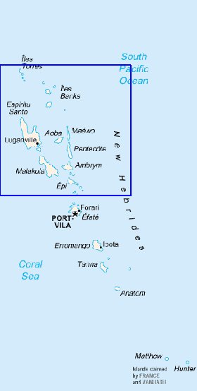 carte de Vanuatu en anglais