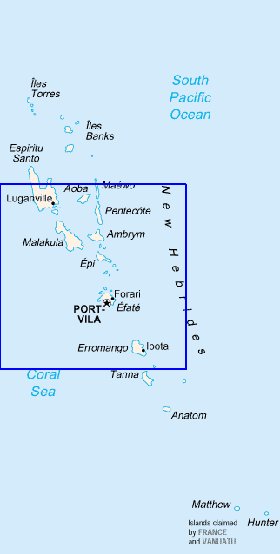 carte de Vanuatu en anglais