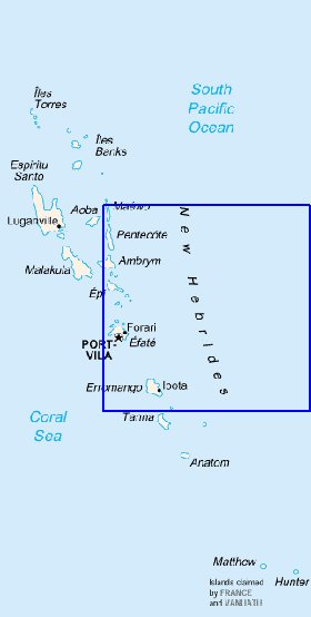 carte de Vanuatu en anglais