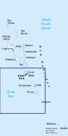 carte de Vanuatu en anglais