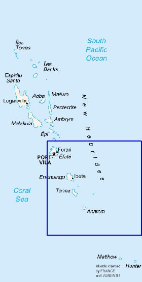 carte de Vanuatu en anglais