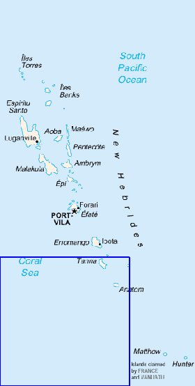 carte de Vanuatu en anglais