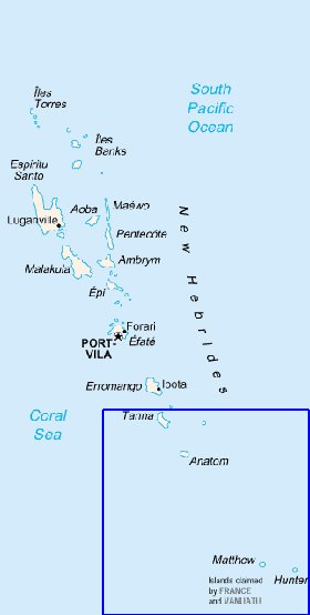 carte de Vanuatu en anglais