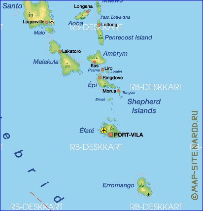 carte de Vanuatu en allemand