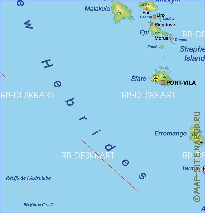 carte de Vanuatu en allemand