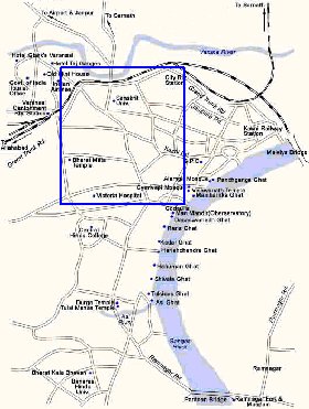mapa de Varanasi