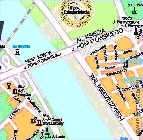 mapa de Varsovia em polones