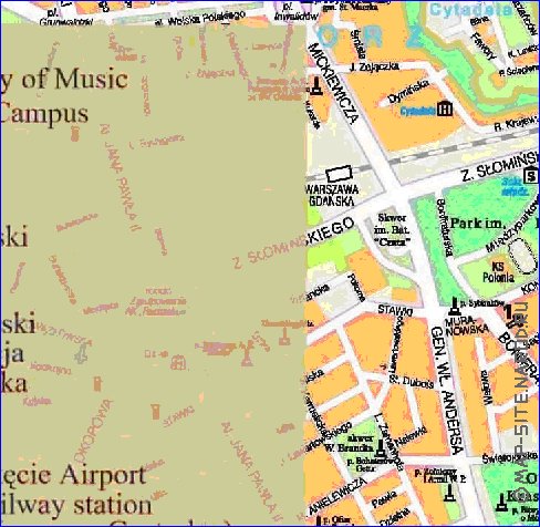 mapa de Varsovia em polones